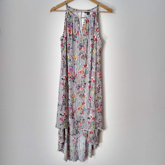 Nina Leonard Dresses & Skirts - Nina Leonard Floral High Low Stripped Dress